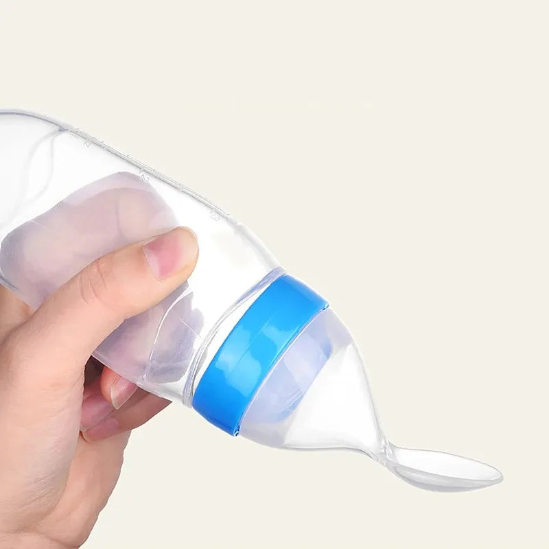 Baby Silicone Squeezing Feeding Bottle Newborn Baby Training Spoon Supplement Milk Feeder