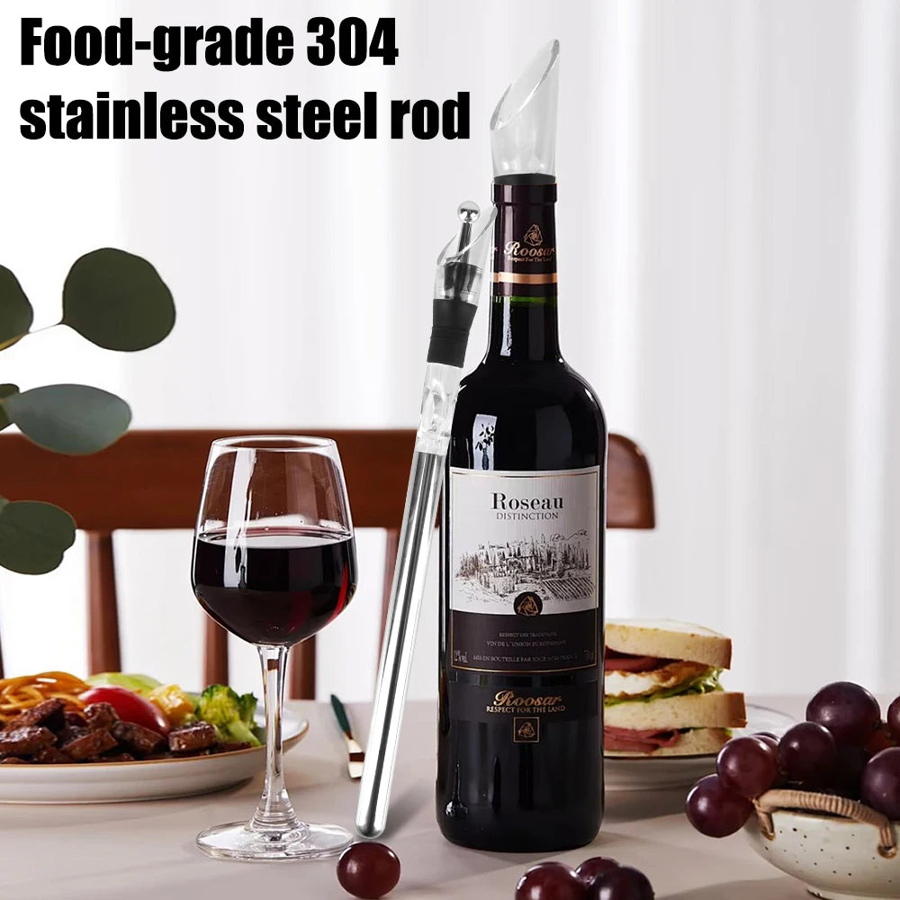 Stainless Steel Cooler Wine Cooler Set Wine Bottle Cooler Stick Aerator Pourer Ice Chil Bar Rapid Iceless Wine Chilling Rod