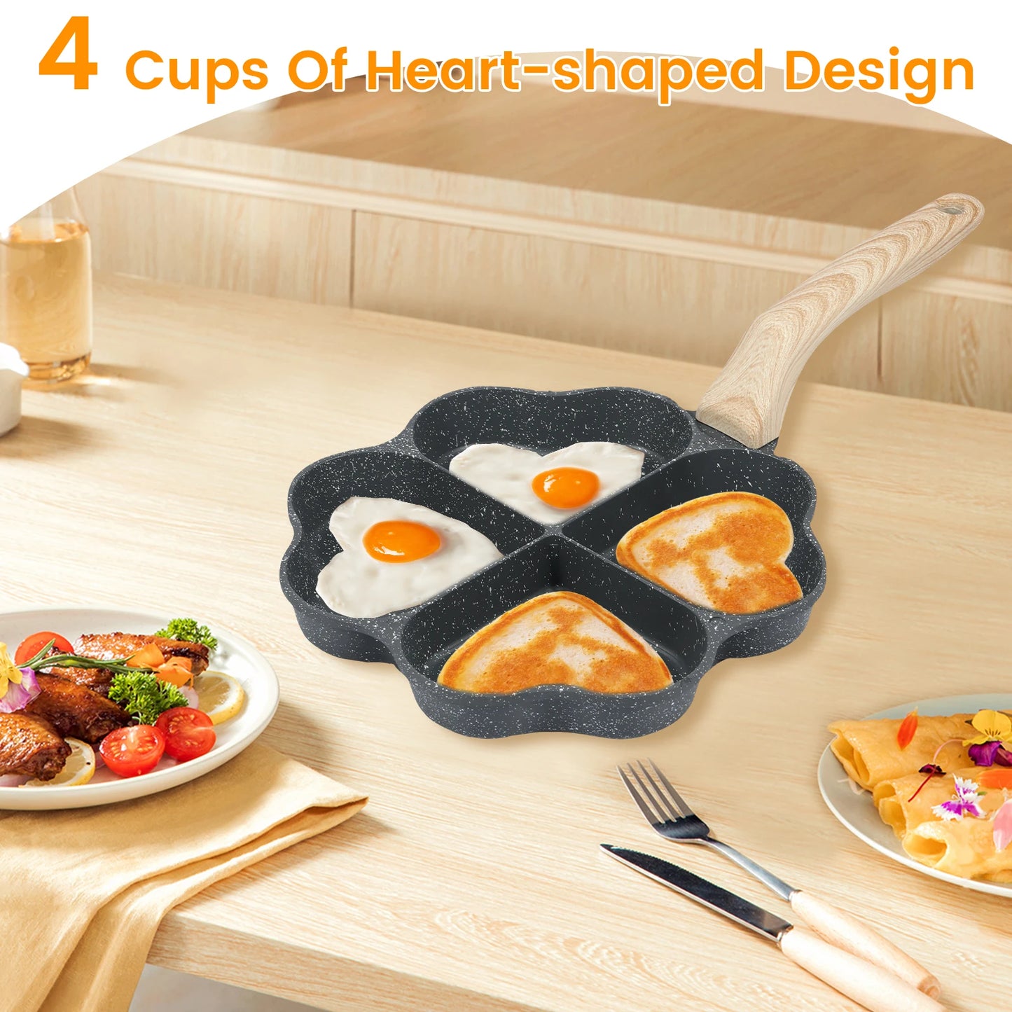 Egg Frying Pan 4-Cup Heart Omelette