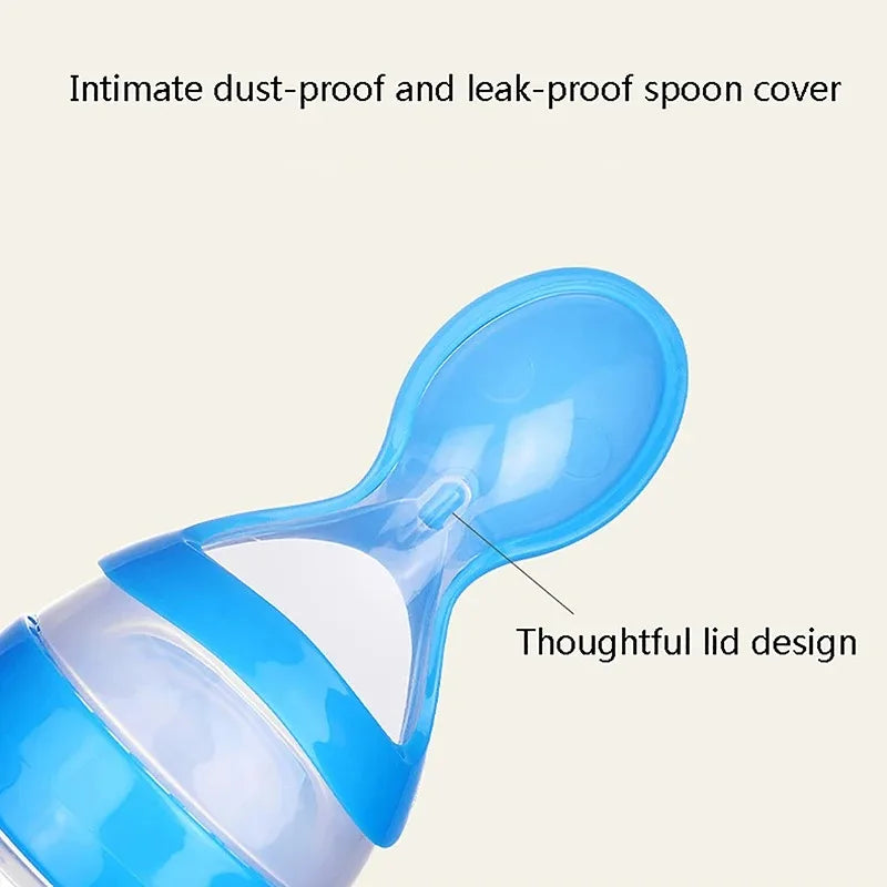 Baby Silicone Squeezing Feeding Bottle Newborn Baby Training Spoon Supplement Milk Feeder